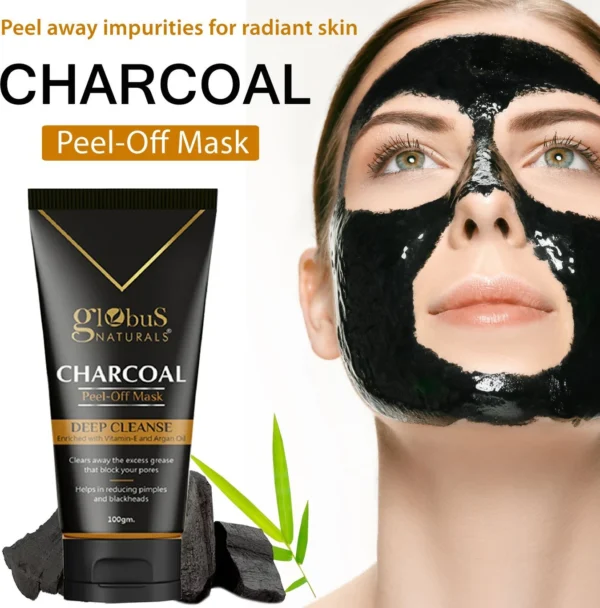 Globus Naturals Activated Black heads removal Mask, Charcoal Peel off Face Mask