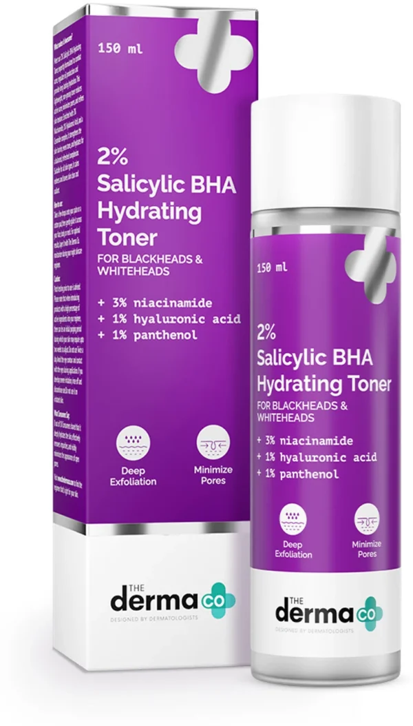 The Derma Co 2% Salicylic BHA Hydrating Toner | Removes Blackheads & Whiteheads Unclogs Pores Men & Women