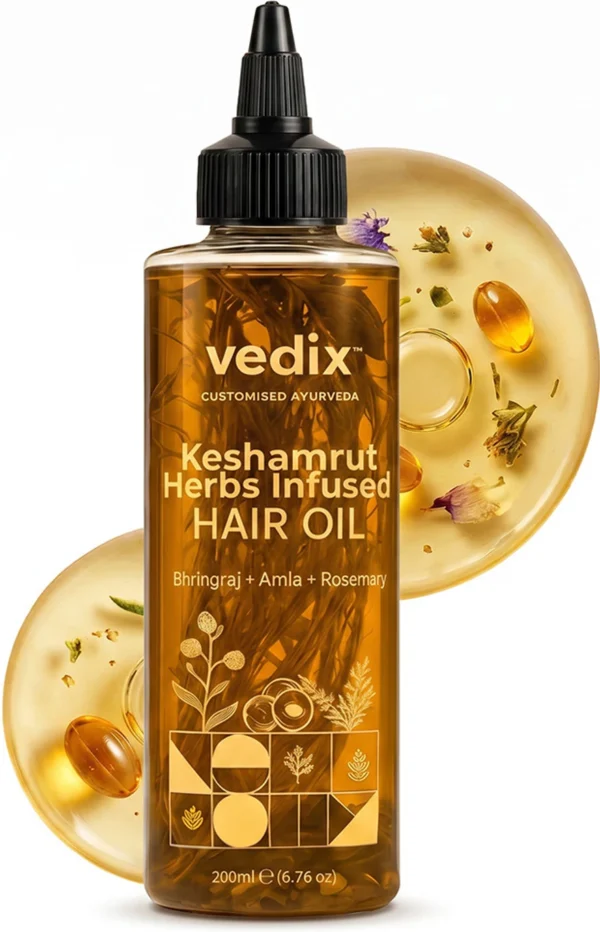 Vedix Keshamrut Herb Infused Ayurvedic Anti-Hairfall Oil With Bhringraj & Rosemary Hair Oil