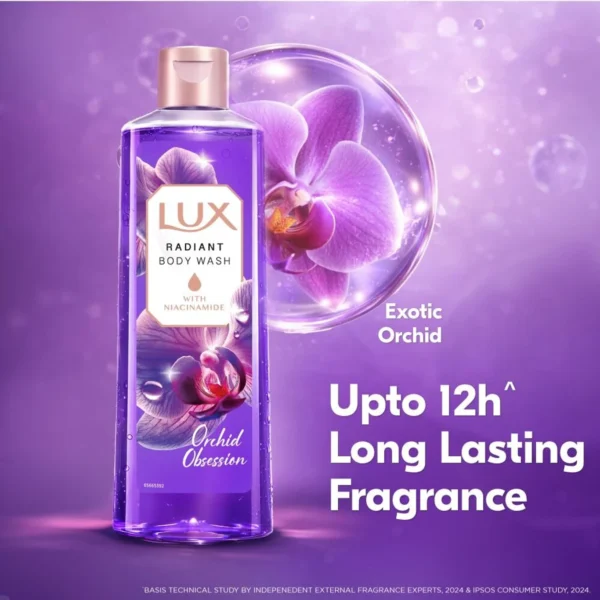 LUX Orchid Obsession With Niacinamide Body Wash (2X245ml), With Loofah