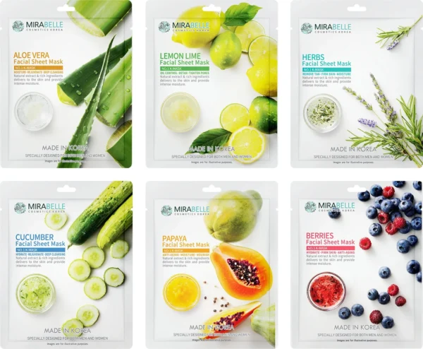 Mirabelle Fairness Sheet Mask for Intense Hydration, Made In Korea, Pack of 6