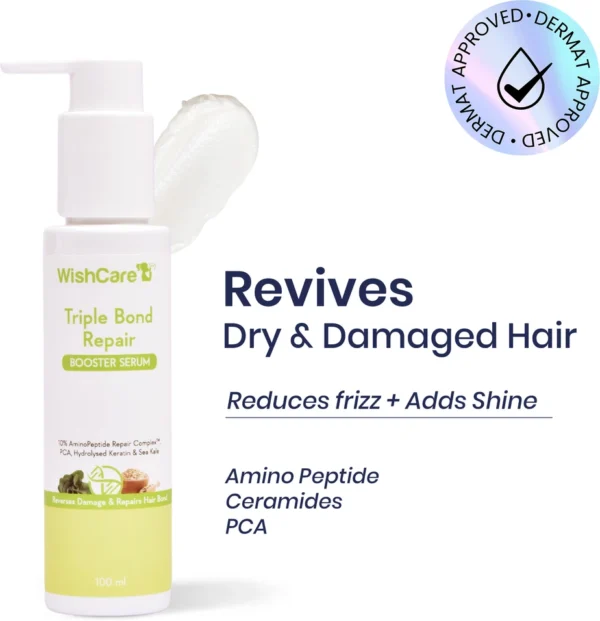 WishCare Triple Bond Repair Booster Serum -10% AminoPeptide Complex -Repairs Damaged Hair (100 ml)