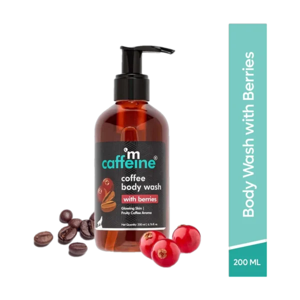 mCaffeine Coffee Body Wash with Berries | De-Tan & Deep Cleanse Shower Gel | Berry Aroma (200 ml)