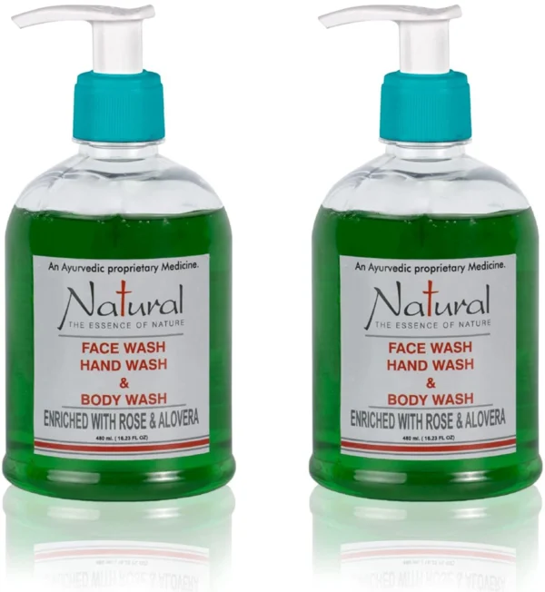 NATURAL Hand Wash, Face Wash and Body Wash Pack of 2 Hand Wash Bottle (2 x 240 ml)