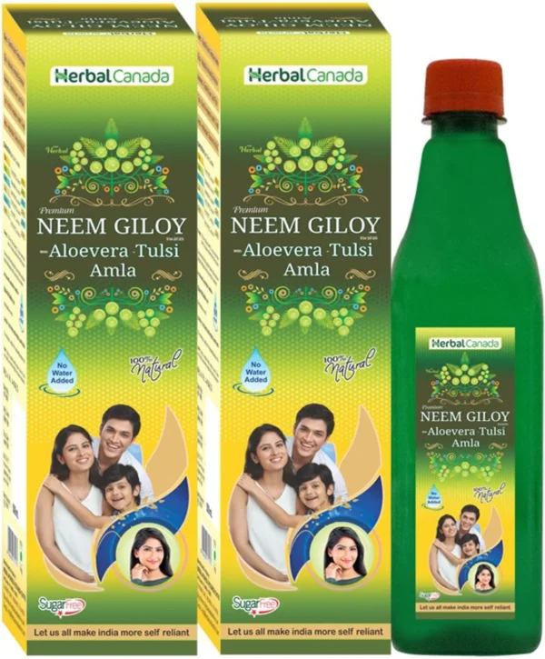 Herbal Canada Neem Giloy | Pack of 2 | Naturally Immunity Enhancer | Natural Source of Antioxidant, vitamin C | 100% Natural (Pack of 2, 2 L)